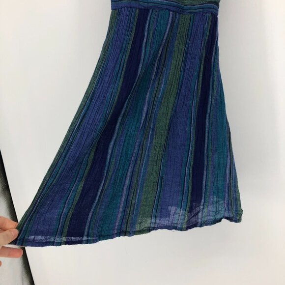 Roxy blue purple green striped halter cross back mini dress - Picture 10 of 13